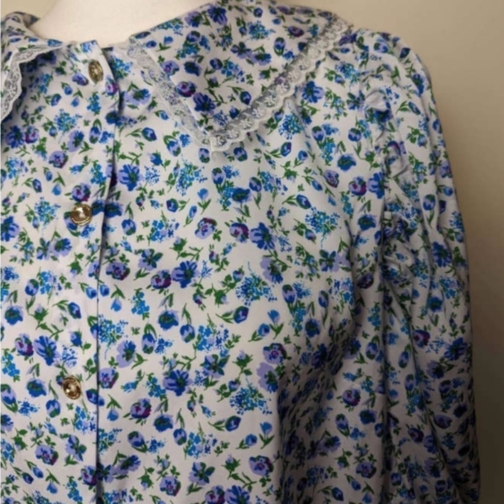 H by Halston Halston Whimsical Floral Button Front Cottagecore Blouse Size:XL - Picture 3 of 13